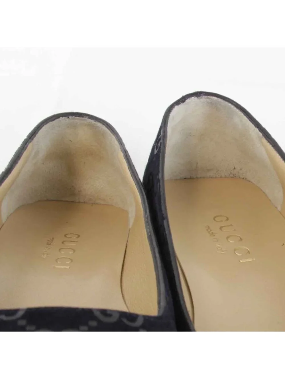 Gucci GG Suede Pumps 34.5 Navy Heel